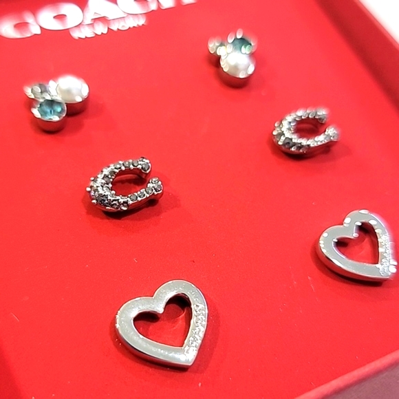 Coach 3 Earrings Set - Cluster, Heart and C - Picture 3 of 4
